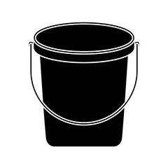 bucket plastic cleaning element tool handle vector illustration black and white design