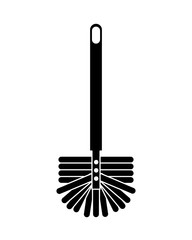 toilet brush handle sanitary clean icon vector illustration black and white design