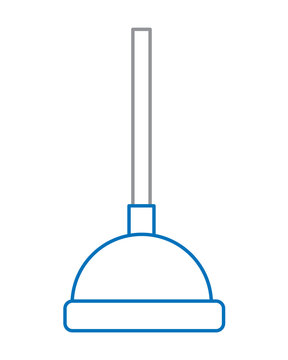 recommend clip art: plunger clean bath tool hygiene vector illustration blue and gray line design