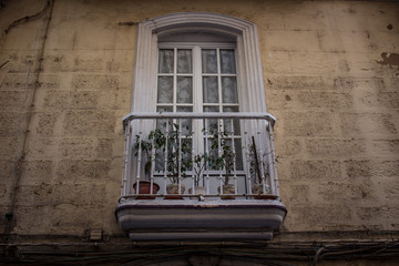 Fototapeta na wymiar Facade. Traditional buildings of Cádiz. Cádiz. Picture taken – February 10, 2018.