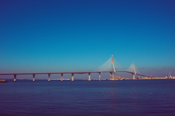 Fototapeta na wymiar Bridge. New bridge in the port. Cádiz. Picture taken – February 10, 2018.
