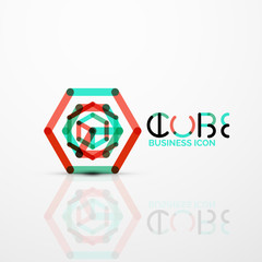 Cube idea concept logo, line