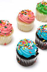 Blue, Pink and Green Sweet Vanilla and Chocolate Muffins