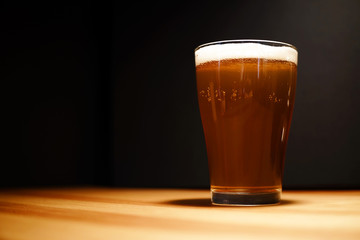 Glasses of dark beer. selective focus