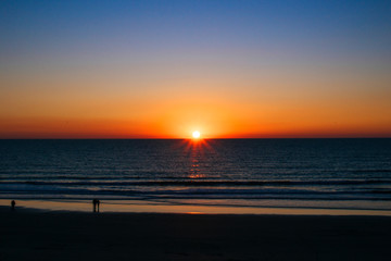 Sunset. Cádiz beach in the evening. Cádiz, Spain.