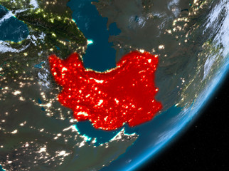 Orbit view of Iran at night