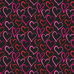 Heart symbol seamless pattern vector illustration. Hand drawn sketch doodle background. Saint Valentains Day or womens day background