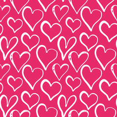 Obraz na płótnie Canvas Heart symbol seamless pattern vector illustration. Hand drawn sketch doodle background. Saint Valentains Day or womens day background