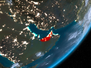 Orbit view of United Arab Emirates at night