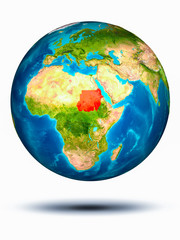 Sudan on Earth with white background