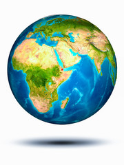 Djibouti on Earth with white background