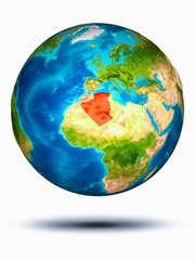 Algeria on Earth with white background