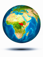 South Sudan on Earth with white background