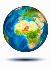 Niger on Earth with white background