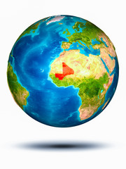 Mali on Earth with white background