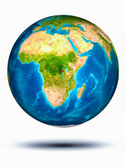 Rwanda on Earth with white background