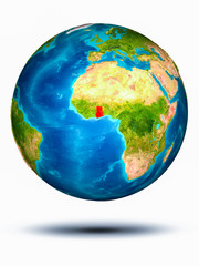 Ghana on Earth with white background