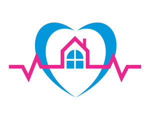 heart beat housing home residence residential real estate icon image vector
