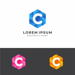 Initial Letter C Hexagon Logo