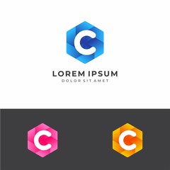 Initial Letter C Hexagon Logo