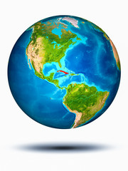 Cuba on Earth with white background