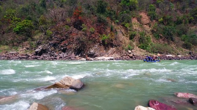 Rafting on the river Ganga in India