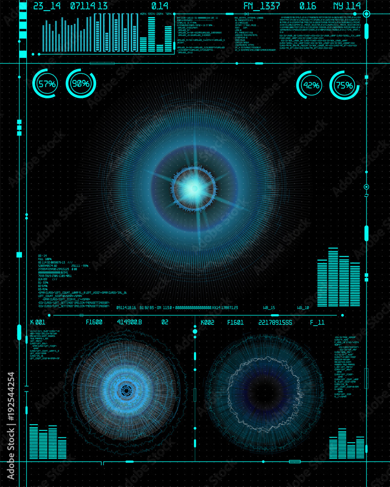 Poster Sci-fi futuristic crosshair. HUD user interface. Technology background. Spaceship hightech target screen concept. Vector illustration ui. Infographic. Vector science abstract. technology elements