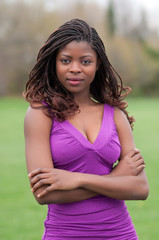 Beautiful confident woman in park