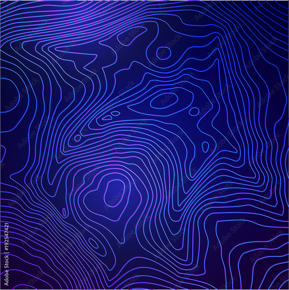 Poster Topographic map colorful abstract background with contour lines