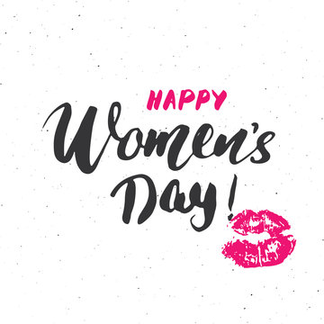 Happy Women's Day Hand letterings set. Holiday grunge textured retro design greeting cards vector illustration