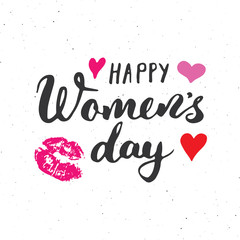 Happy Women's Day Hand letterings set. Holiday grunge textured retro design greeting cards vector illustration