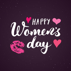 Happy Women's Day Hand letterings set. Holiday grunge textured retro design greeting cards vector illustration