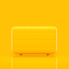 Travel suitcase yellow color minimal concept