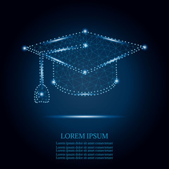 Polygonal graduation cap blue stars 2-1