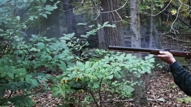 2304 Old Black Powder Gun being Fired in Slow Motion 