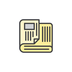 Newspaper filled outline icon, line vector sign, linear colorful pictogram isolated on white. News symbol, logo illustration. Pixel perfect vector graphics