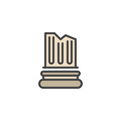 Architectural column filled outline icon, line vector sign, linear colorful pictogram isolated on white. History symbol, logo illustration. Pixel perfect vector graphics