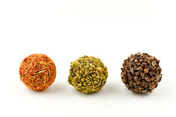 Candies on white background