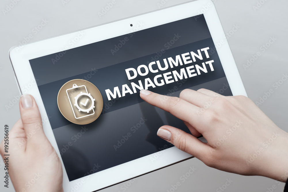 Poster document management data system business internet technology concept