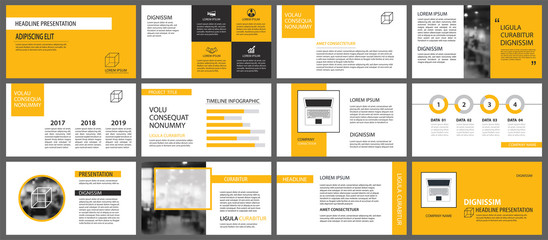 Fototapeta na wymiar Yellow presentation templates and infographics elements background. Use for business annual report, flyer, corporate marketing, leaflet, advertising, brochure, modern style.