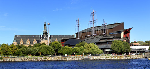 Stockholm, Sweden, Djurgarden Island - Vasa Museum dedicated to the XVII century historical ship Vasa and the Nordic Museum - historical and contemporary museum of Swedish culture - 192556847