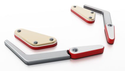 Pinball flippers and bumpers isolated on white background. 3D illustration © Destina