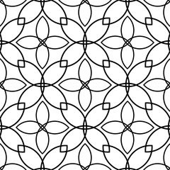 White and black monochrome geometric ornament. Seamless pattern