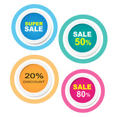 Sale labels circle collection sticker with shadow