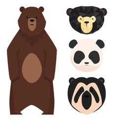 Vector bears different style funny happy animals cartoon predator cute bear character illustration