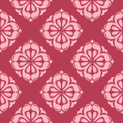 Floral seamless pattern on red background