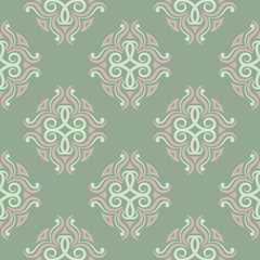 Green floral background. Seamless pattern with flower designs