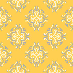 Floral background. Yellow gray and white seamless pattern