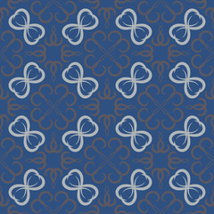 Seamless floral pattern. Dark blue background with flower designs