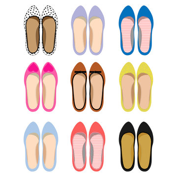 Vector image of female summer shoes.